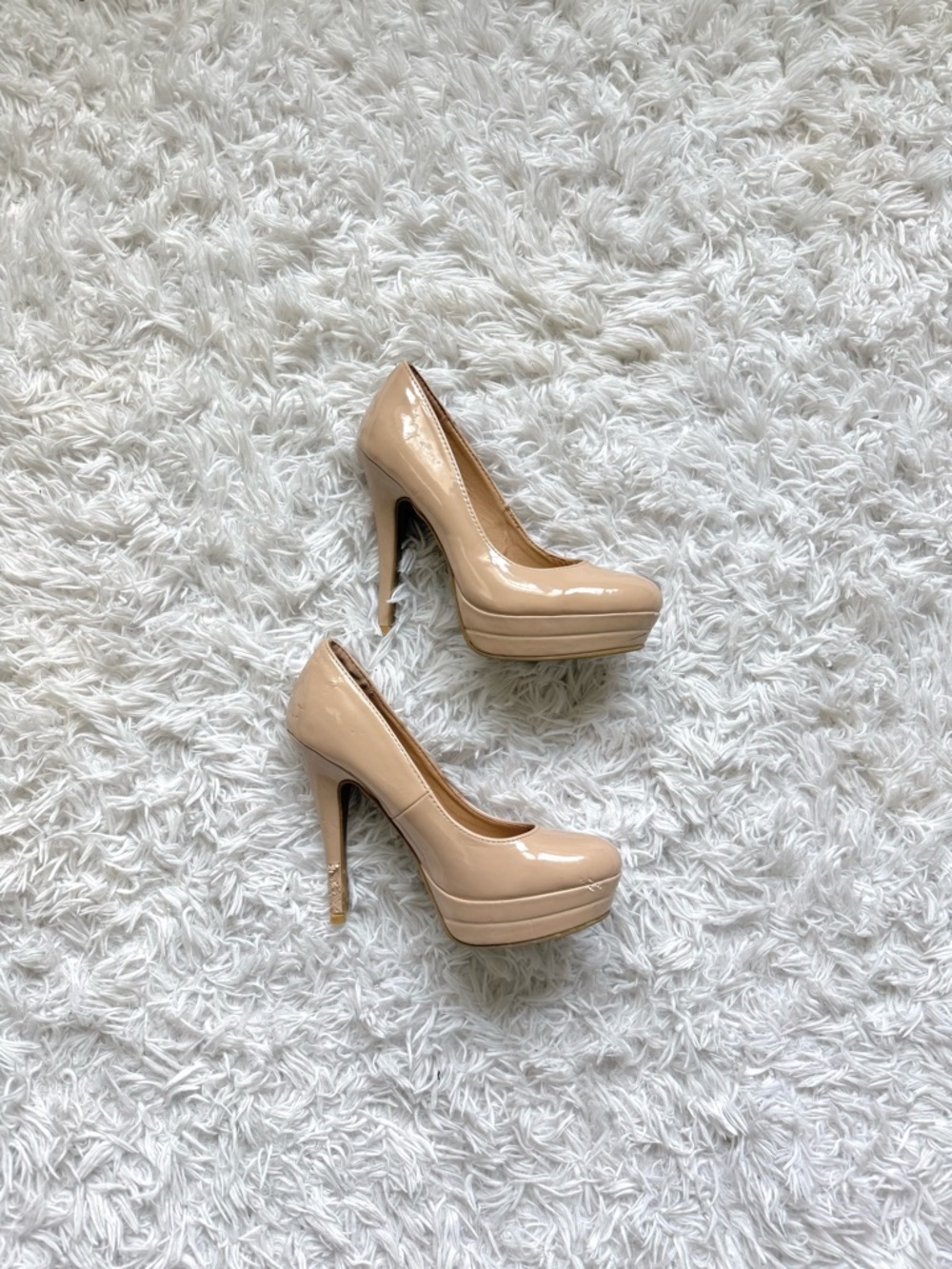LC Lauren Conrad Nude Patent Platform Stiletto Pumps